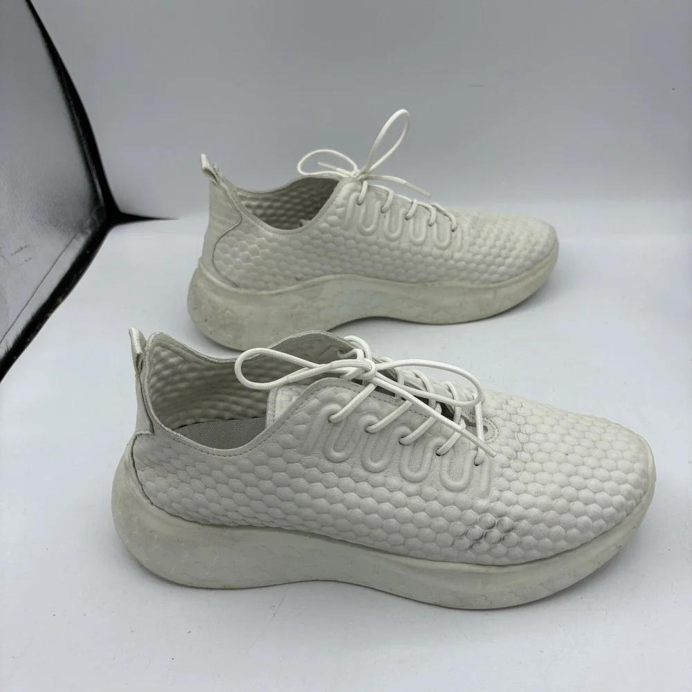ECCO‎ Shoes Mens Size 7 7.5 White Therap Lace Comfort Honeycomb Leather Sneakers